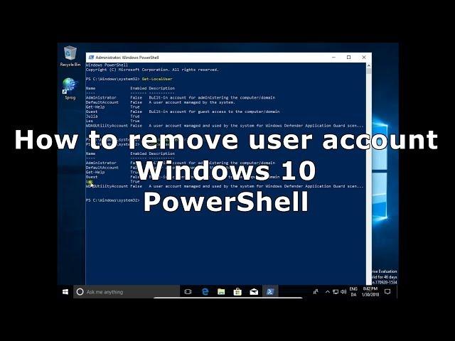 How to remove user account Windows 10 PowerShell