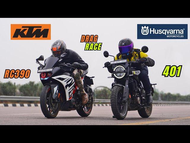 Husqvarna Svartpilen 401 Vs KTM RC 390 Old Drag Race