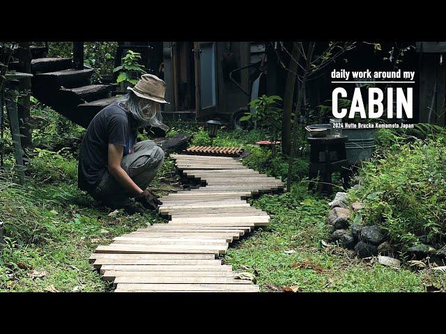 DIY Garden Pathways using scrap pallet wood.