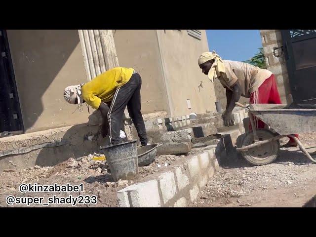 Building in Ghana: P.O.P work continues/ steps and planters/ Trip to DVLA