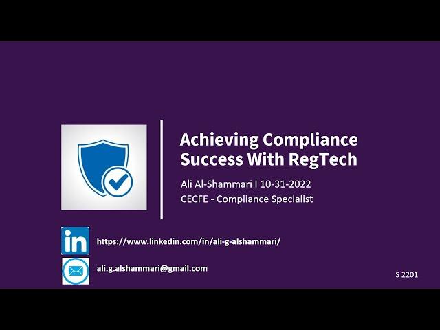 Achieving Compliance Success With RegTech by Ali Al-Shammari