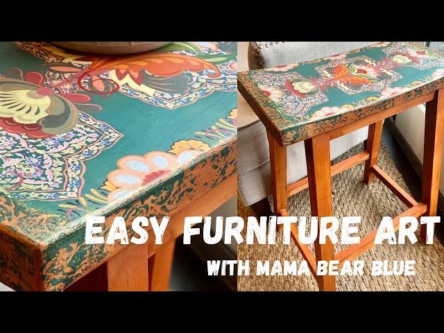 Furniture art with paint and decoupage! Easy step by step instructions to create a boho look