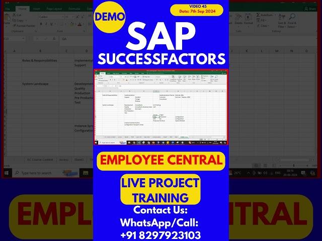 SAP SuccessFactors Employee Central Training Video 45: 7 Sep 2024 #sapsuccessfactorstraining