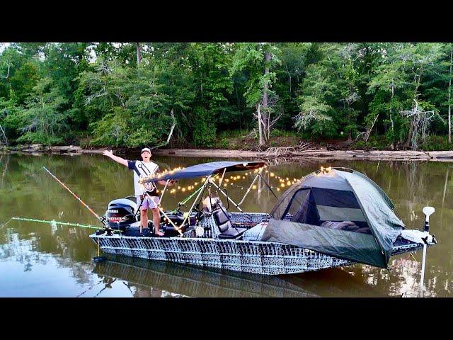 2 Days LIVE BAIT Fishing for Catfish and Camping on my Boat!