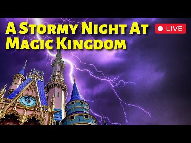 LIVEMagic Kingdom Stormy Night Fireworks | Walt Disney World Livestream In 4k HD