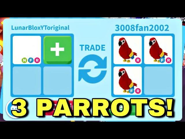 WOAH! THEY OFFERED ME 3X PARROTS FOR MY COOL VALUABLE NEON PET! ADOPT ME TRADING #adoptmetrades