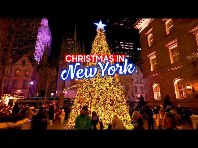 NEW YORK Christmas Walk  Manhattan's Holiday Season Walking Tour 4K