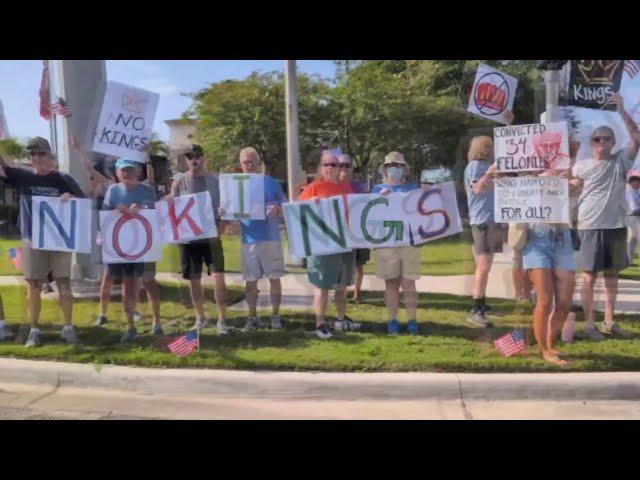Protesters line the streets of Jacksonville's Southside to protest Donald Trump