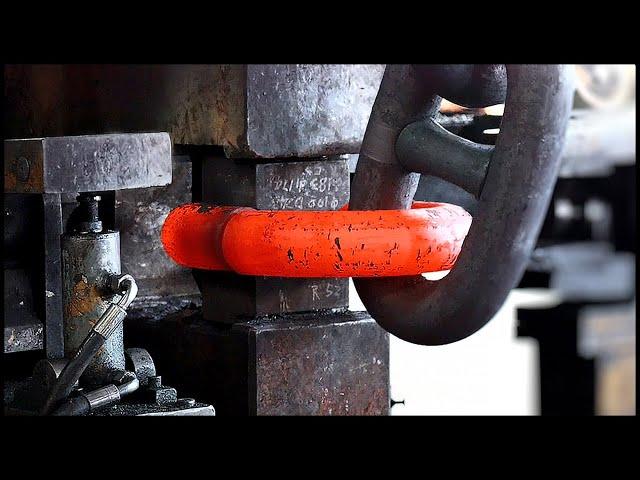 Giant Anchor Chain Forging Process! Mass Manufacturing!