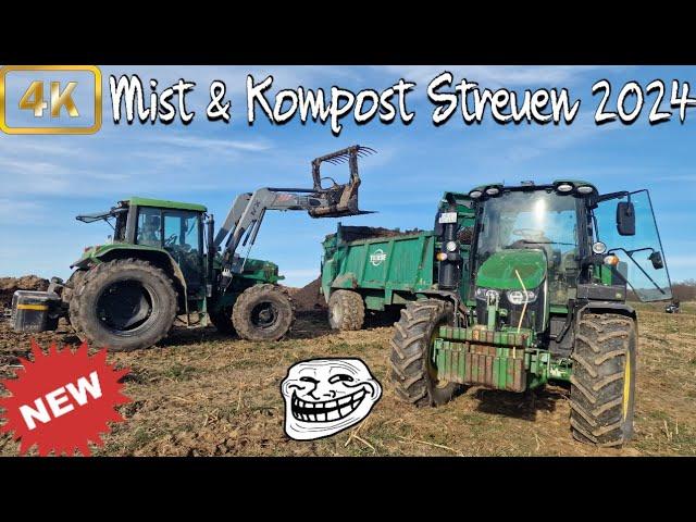 Mist & Kompost fahren 2024! John Deere 6120M mit Tebbe Miststreuer // Pferdemist