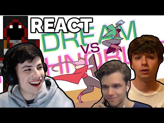 Streamers react to Dream vs Technoblade Animation by Sad-ist | GeorgeNotFound BadBoyHalo Eret Karl