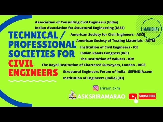 TECHNICAL / PROFESSIONAL SOCIETIES AVAILABLE FOR CIVIL ENGINEERS