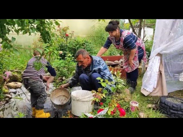 Наводим уют. Установка и подключение фонтана. Монтаж и запуск капельного полива. Жизнь в деревне.