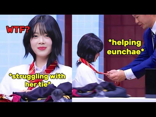 This cute interaction with EUNCHAE and bodyguard who helped her with her tie