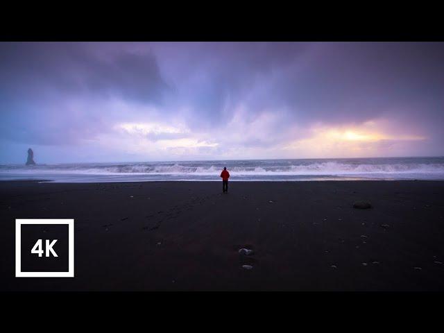 Binaural Ocean Wave Sounds at Reynisfjara Black Sand Beach, Iceland (Sounds for Sleep) | 4k ASMR