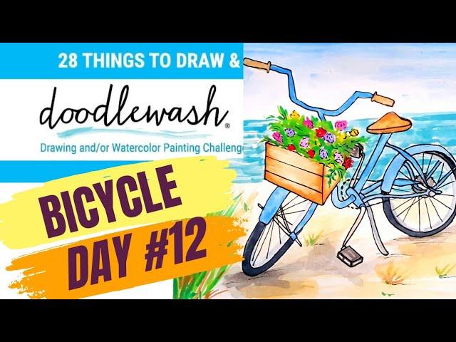 28 Things To Draw and Paint Day #12 #bicycle #watercolor #doodlewash #artoftheday #bicycle_painting