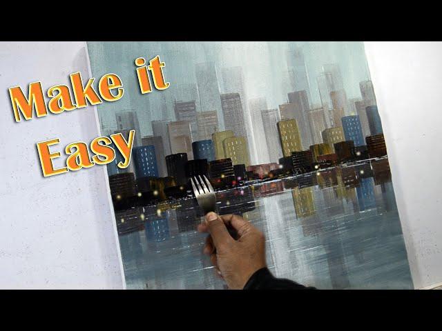 Easy Technique To Paint A Cityscape Painting / Acrylic Painting For Beginners