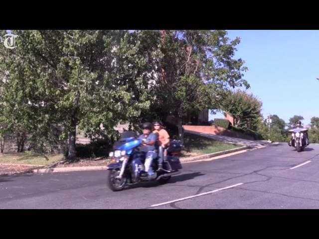 Ninety-year-old woman waves as she begins bucket list birthday Harley ride