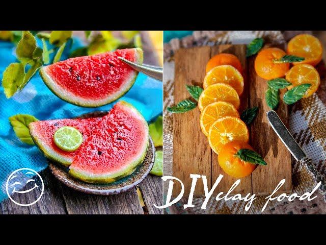 5 DIY fruit polymer clay canes | Miniature food tutorial | Mini food craft and art | 미니어처 음식