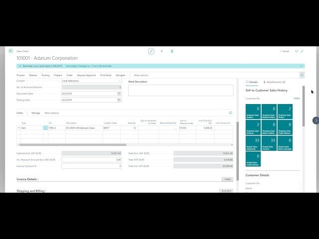 Sales Order Business Central