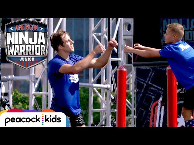 Junior Ninja Beats His Ninja Coach in Riveting Race! | AMERICAN NINJA WARRIOR JUNIOR