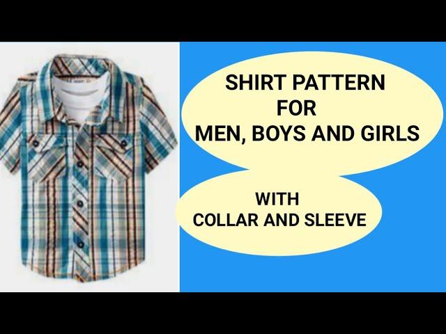 How to draft shirt pattern, with collar and sleeve (men, boys and girls' shirt)