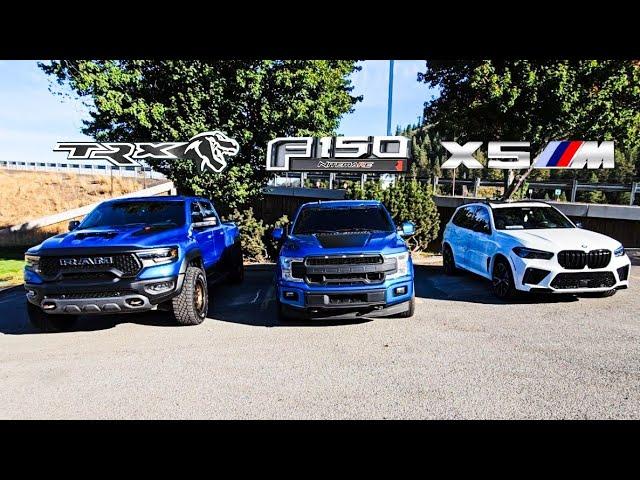 DODGE RAM TRX VS FORD F150 NITEMARE VS BMW X5M COMPETITION! (The Ultimate Race!)