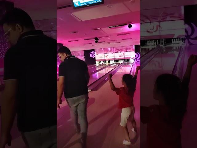 Enjoying Bowling at Dubai #dubaiattractions #bowling #bowlingcenter #cutebaby #bowlingpin