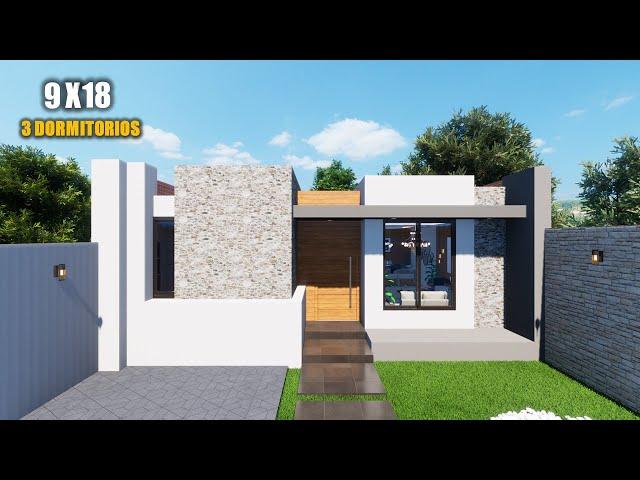 HERMOSA CASA PEQUEÑA Y ECONOMICA 9X18 | TRES DORMITORIOS | JMC ARQUITECTURA (2023)