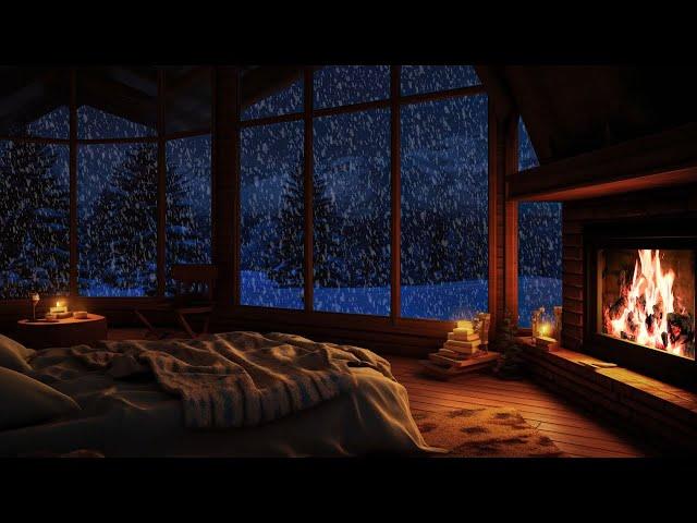  Relaxing Blizzard with Fireplace Crackling | fall Asleep | Winter wonderland overcome all chaos