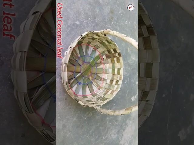 Round Basket With Coconut Leaves  Coconut leaves short Video #theskillsarts #leaf #craft