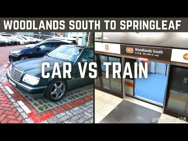 Which is faster, CAR or TRAIN from Woodlands South to Springleaf? - Thomson East Coast Line Race!