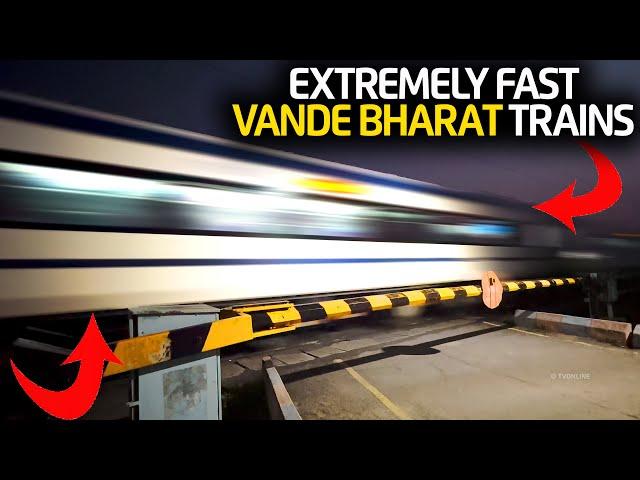 9 Crazy Fast VANDE BHARAT TRAINS Thrashing Level Crossing Railway Gate | Indian Railways