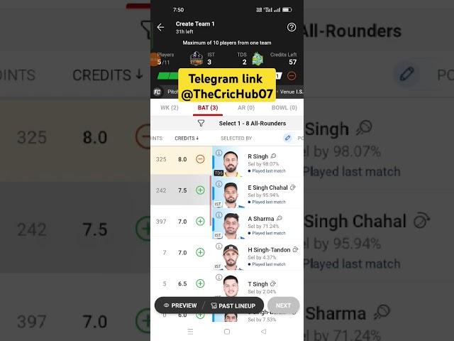 IST vs TDS Dream11 Prediction |  Sher-E-Punjab T20 Dream11 Team Today