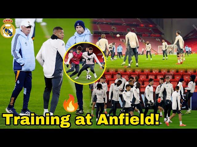 Real Madrid Open Training session at Anfield Mbappe ReadyLiverpool vs Madrid,Champions League