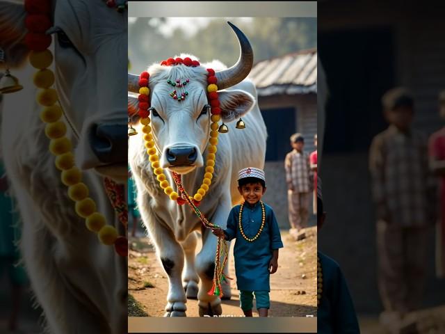 A huge cow and a kid #cow #shorts