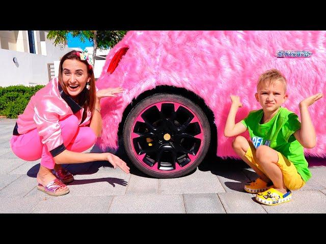 Vlad e Niki ajudam a mãe a cuidar do carro