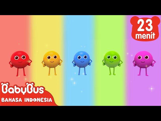 Permen Pelangi Pergi Berenang Bersama | Belajar Warna | Lagu Anak Makanan | BabyBus Bahasa Indonesia