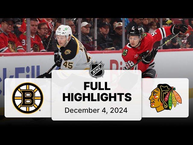 NHL Highlights | Bruins vs. Blackhawks | December 04, 2024