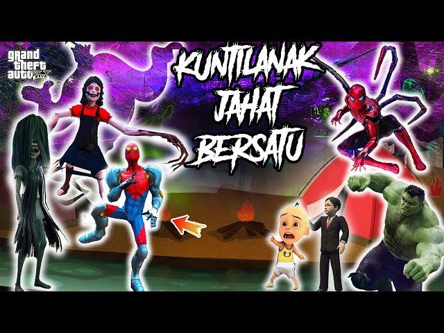 Para Kuntilanak dan Spiderman Robot Jahat bersatu Menyerang perkemahan Upin dan Sultan, GTA5