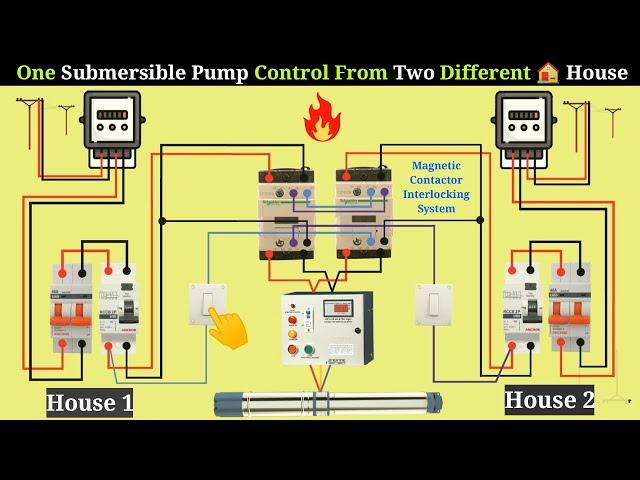 Submersible pump control from two house