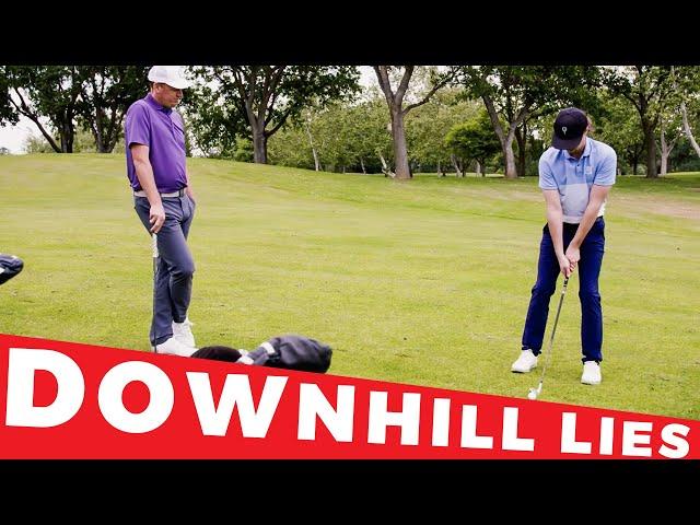 How to hit IRONS from a DOWNHILL LIE