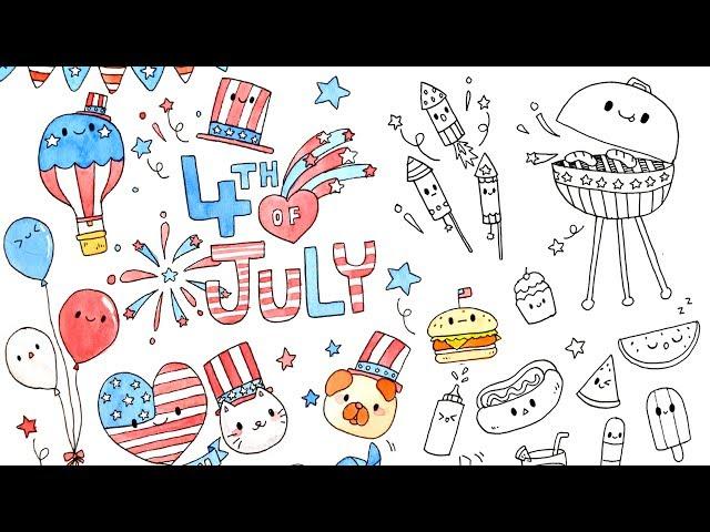 Kawaii 4th Of July Doodles – Cute & Fun Doodle Ideas !