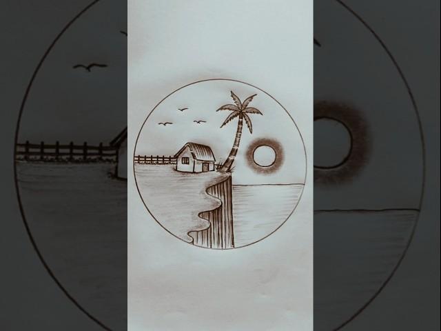 Easy Scenery Drawing #shorts