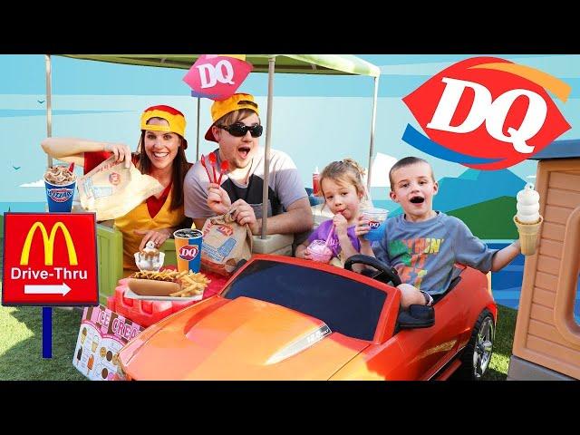 McDonalds Drive Thru vs Dairy Queen Bad Neighbors IRL Kids Driving Cars for Ice Cream DisneyCarToys