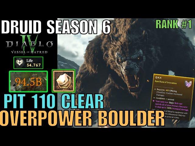 Boulder Druid Pit 110 Clear Season 6 Diablo 4 Vessel of Hatred