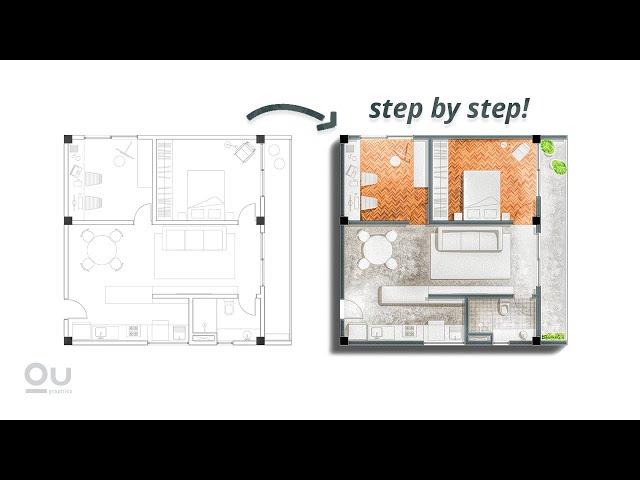 Architecture Plan Render in Photoshop - IN 10 MINUTES