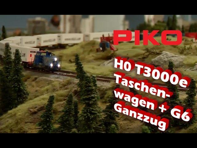 PIKO [V037] Fahreigenschaften Ganzzug Taschenwagen T3000e + Diesellok G6