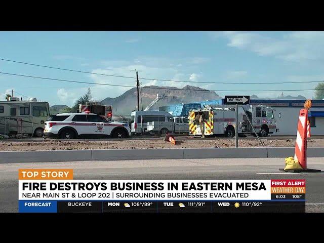 Massive fire destroys business in east Mesa