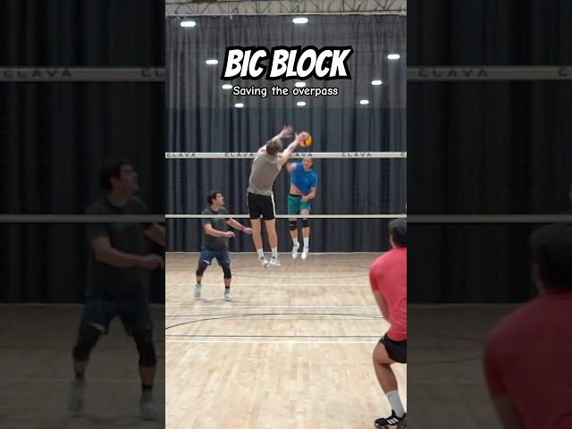 Great block on the bic attack by professional middle blocker Daniel Wetter